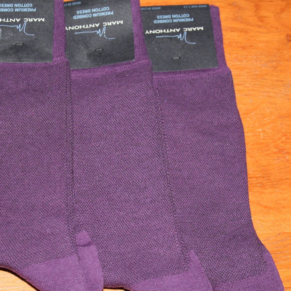 NWT lot 3 Mens Marc Anthony Dress Socks purple Cotton Polyester